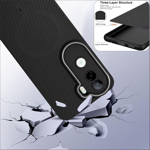 Image of SBMS Back Cover for iQOO Z9s 5G / Vivo V40e 5G Soft Matte Silicone Cover with Slim Fit | Mag-Safe Logo (Not Mag-Safe Compatible) | Shockproof | Camera Protection Bumper Case for Vivo V40e (Black)