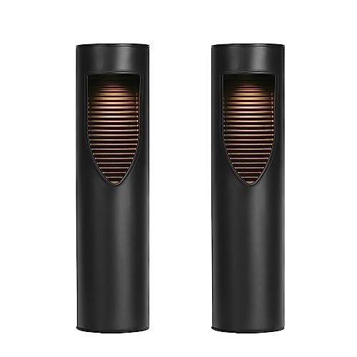 Techko Luces de camino de cilindro solar para exteriores, diseño moderno, resistente al agua IP65, luces de jardín para paisaje, patio, pasarela, camino, negro mate