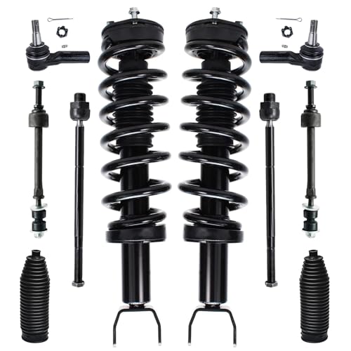 Image of Detroit Axle - 4WD 10pc Front Struts Kit for 2009-2010 Dodge Ram 1500, 2011-2012 Ram 1500, Struts & Coil Spring Tie Rods Sway Bars Boot & Bellows Replacement Suspension Ready Struts Shocks Assembly