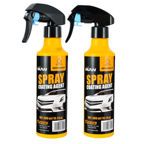 NUAN 2-Pack Nano Hydrophobic Ceramic Coating 300ml Car Coating Spray Kit Easy-to-Spray Auto Paint Protection Includes Microfiber Cloth for Vehicle Shine & Protection