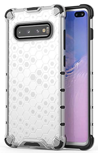 Image of Glasgow | for Samsung Galaxy S10 Plus Honeycomb Pattern Back Case Cover for Samsung Galaxy S10 Plus with 4 Bumper Corners and Military Grade Protection - Transparent