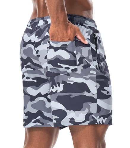 Surenow Mens Athletic Shorts Running Gym Shorts Casual Drawstring Elastic Shorts Stretch Summer Shorts with Zipper Pockets2