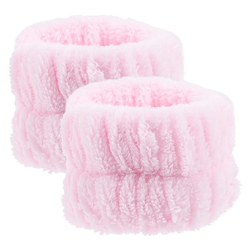 NULYLU 2個 ヘアバンド リストスト ヘアタイ hair band ヨーガ face towel よが リストウォッシュフェイスバンド 水こぼれリストバンド ファブリック ピンク
