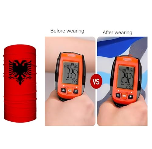 3 Pieces Albanian Flag Bandana, Multifunctional Mask, Neck Gaiter Balaclava, Moisture Wicking, Sun Protection and Breathable, Suitable for Riding Hiking Fishing4