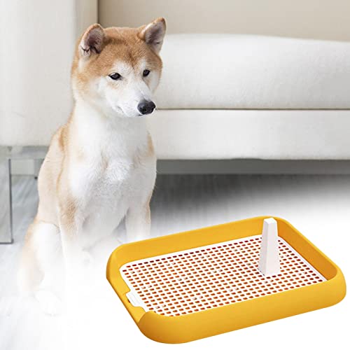 perfk Hunde Trainings Pads Welpentoilette, Mesh Gitter Haustier Trainingstoilette mit Tablett für Töpfchentrainer Drinnen Und Draußen, Gelb