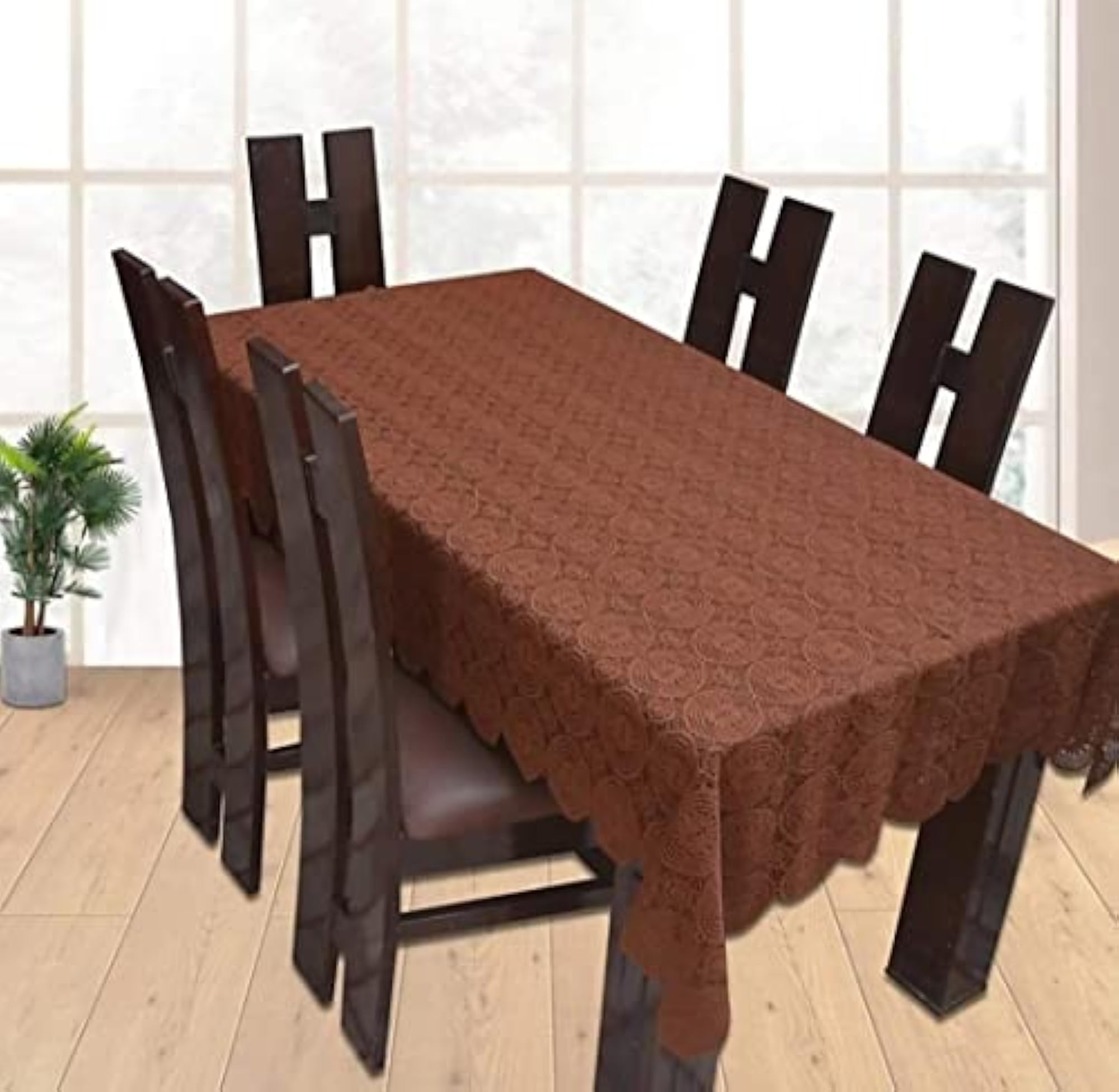 Flower Design Cotton 6 Seater Rectangular Dining Table Cover