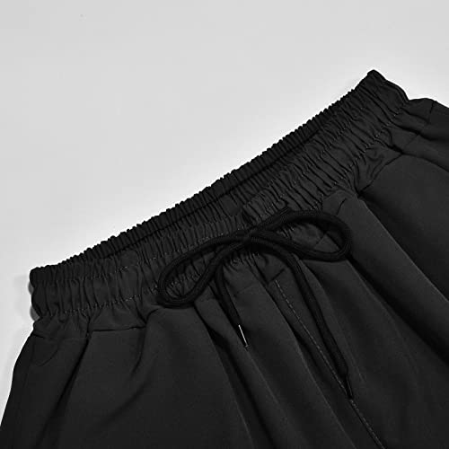 Foto von Stretch Jogginghose für Männer Atmungsaktiv Sweathose Jungen Geradem Schnitt Freizeithose Jogger Einfarbig Trainingshose Herren Bundgummi Elastische Hosen Relaxing Hose Schwarz L