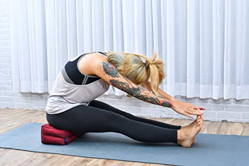 Leewadee Yoga Block Pilates Brick Eco-Friendly Organic and Natural, 14x7x5 inches, Kapok, red - Thumbnail 4