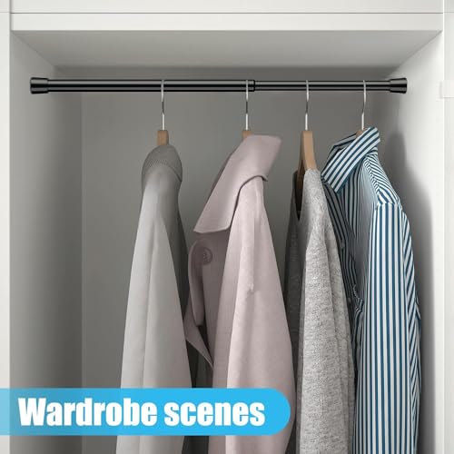 Image of AIZESI 2pcs Black Small Tension Rod 12 to 20 Inch Adjustable Tension Curtain Rod Mini Closet Rod Spring Rod No Drilling Short Tension Rods for Windows, Cupboard, Kitchen Cabinets, Refrigerator