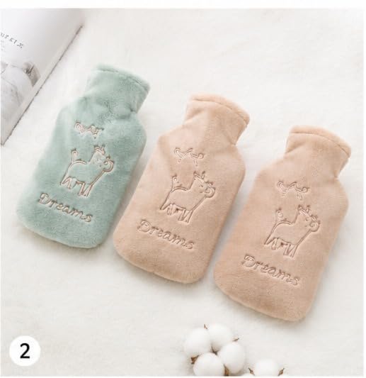 Image of 1000ML Plush Hot Water Bag with Soft Flannel Cover | Reusable Hot Water Bottle for Pain Relief, Period Cramps, Back & Neck Pain | Leakproof Warm Compress Heating Bag for Winter