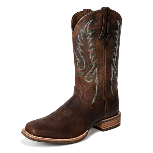 Women Western Boots Hand Painted, Square Toe, Full Grain Cowhide, 4-Layer Composite Sole(PLT203603)