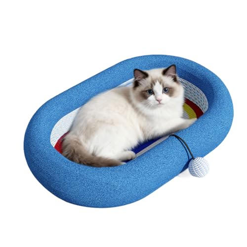Tabla rascadora para gatos – Cama interactiva para rascar para gatos con nido redondo de bola, para gatitos pequeños y medianos, dormitorio, balcón, hogar, viajes, interiores y exteriores