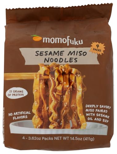Momofuku Sesame Miso Ramen Noodles by David Chang, 4 Pack of Restaurant Quality Instant Noodles with 12g of Plant-Based Protein