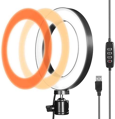 LED Ring Light for Live Streaming & YouTube Video Shooting, 6 inches Desktop Makeup Ring Light Dimmable for Photography Lighting, Smartphone, Studio with 3 Light Mode & 10 Brightness Level