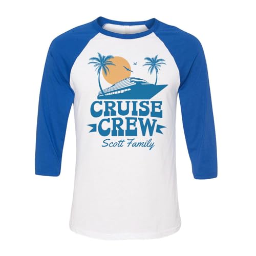 Cruise Crew Scott Family Three-Quarter Raglan Sleeve Baseball Shirt Unisex X-Small White/Royal