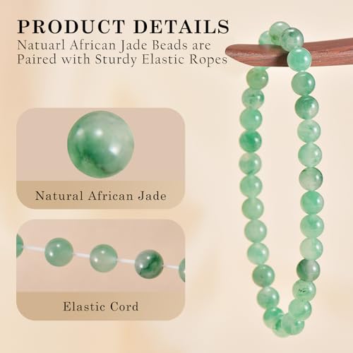 Pulsera de jade africano 6.8 pulg natural artesanal miniatura 3