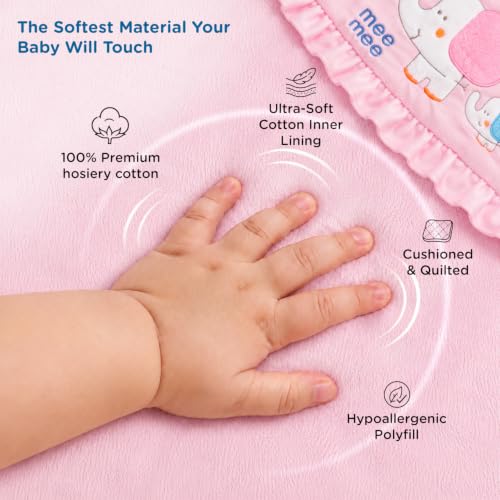Image of Mee Mee 3-in-1 Baby Wrapper & Carry Nest for Newborns | Soft Breathable Cotton Swaddle with Hood and Cushion | Adjustable Tie-Up Design | Lightweight, Cozy & Easy to Carry (0-6 Months) (Pink)