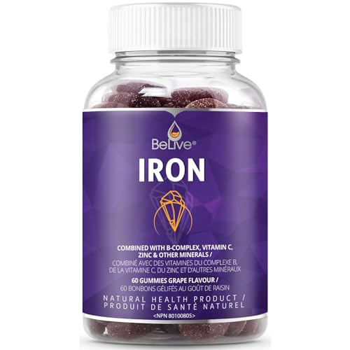 BeLive-Iron-Gummies-Multivitamin-with-Iron-Vitamins-Zinc-for-Blood-Oxygen-Grape-Flavor-Vegan-Supplement-for-Women-Men-Kids