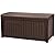 Keter Borneo 416L Storage Box, All-Weather Wicker Rattan-Style Resin Deck Box and Stylish Outdoor Bench with Piston-Assisted Lockable Lid, Brown