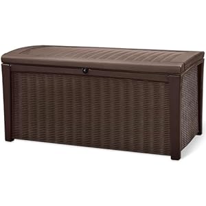Keter Outdoor Storage Deck Box, 110 Gallon Waterproof Patio Bin, Borneo, Brown
