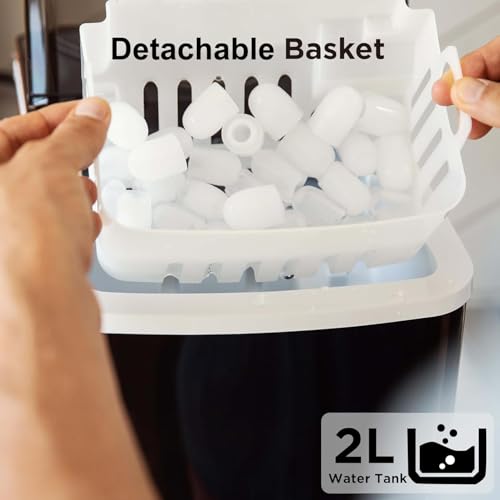 Image of Silonn Countertop Ice Maker - Efficient Self-Cleaning Ice Machine with 2L Capacity, 26lbs in 24Hrs, 2 Sizes of Bullet Ice for Home Party