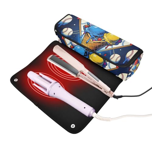 Bolsa de viaje para herramientas de cabello para mujer con tapete resistente al calor, impermeable y portátil para planchas y rizadores miniatura 2