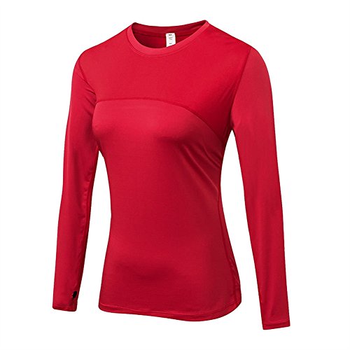 Oncefirst Women's Compression Workout Athletic Shirt Long Sleeve Compression Base Layer Top Red X-Small #TOP6