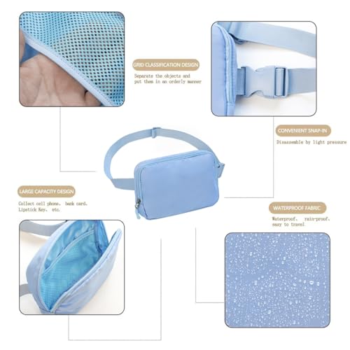 Image of Belt bag Fanny pack crossbody bags for women Everywhere belt bag (Light blue)