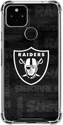 Skinit Clear Phone Case Compatible with Google Pixel 4a 5G - Officially Licensed NFL Las Vegas Raiders Black & White Design