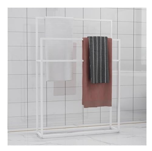 Porte-serviettes à 2 niveaux en métal autoportante pour salle de bain