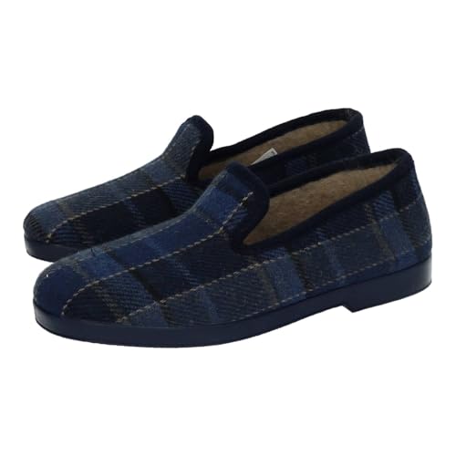 CHAPINES 91 Z Zapatillas de Casa de Paño a Cuadros para Hombre, Color Azul Hombre Zapatillas CASA Azul 42