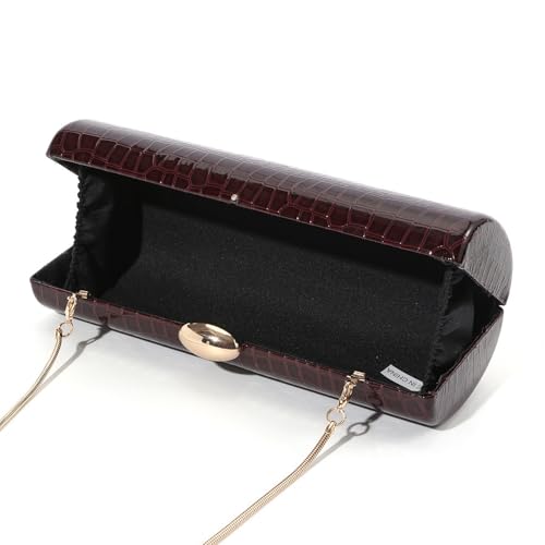 Image of Women Vegan Leather Evening Handbag Crocodile Pattern Handle Clutch Purse Cross Body Envelope Bag