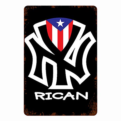 EHPAVLT Puerto-rico-New Puerto Rico - Cartel de metal con bandera de Puerto Rico, arte de metal patriótico de rana puertorriqueña, regalos de Puerto Rico, cafetería, bar, decoración del hogar