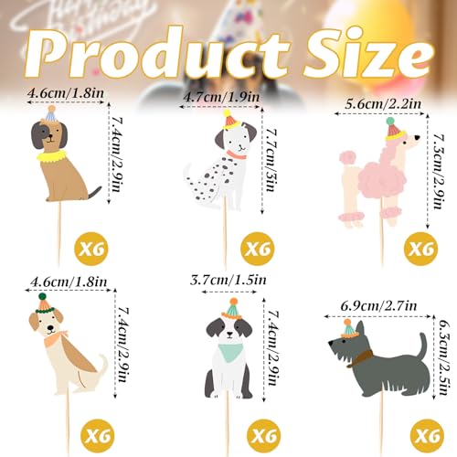 Colorich 36 Stück Hunde muffin deko, Hundegeburtstag Cupcake Topper, Tortendeko Tiere für Hunde Welpen Motto Party, Kindergeburtstag, Babyparty, Partyzubehör
