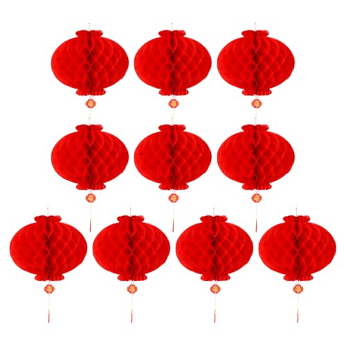 10 Pcs Chinese New Year Decorations 2026 Lanterns Red Paper Traditional Hanging Pendants Foldable Lantern Ornaments for Lunar Years Spring Festival Wedding Window Home Door Birthday Party Decoration