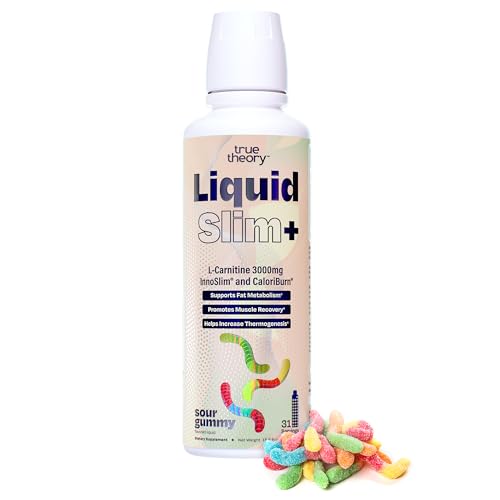 True Theory Liquid Slim – Advanced Liquid L-Carnitine 3000mg with CaloriBurn GP® and InnoSlim®, Stimulant Free, Zero Calorie, Sugar Free, Sour Gummy Worms Flavor, 31 Servings