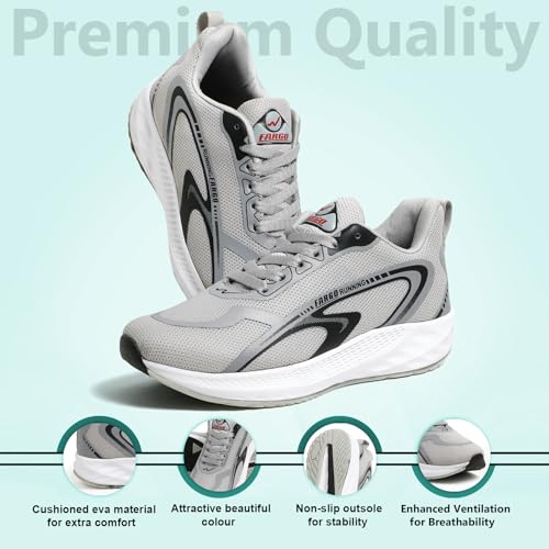 Image of FARGO Men's Spark Fylon Sole Memory Foam Patawa Running Sports Walking Shoes, Gym Shoes | Lightweight & Comfortable Lace-Up Shoes for Mens and Boys