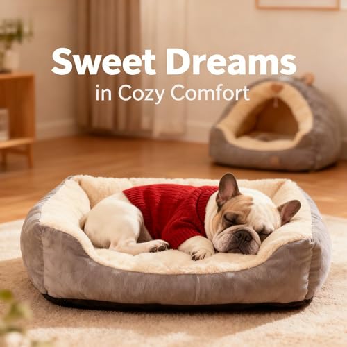 Image of Small /Medium Dog Sweater, Warm Dog Winter Coat w /Sleeves, Comfortable High Neck Premium Dog Clothes for Bulldog-Best for Holidays, Daily Walks L Deep Red