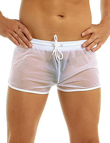La Mejor Recopilación de Slips para Hombre . 47 CHICTRY Pantalones Cortos Hombres Sexy de Malla Transparente Short Bóxer Ropa Interior Bragas Slips Pijamas para Hombre A Blanco L