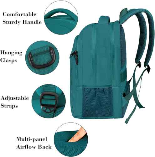 Image of MATEIN Slim Laptop Backpack, Anti Theft 15.6 inch Computer Travel Backpack with USB Charging Port for Work College, Sturdy Water Resistant Daily Rucksack Bag Gifts for Men & Women, Peacock Blue