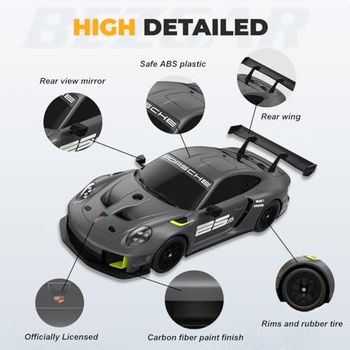 Image of BEZGAR 1:24 Porsche Remote Control Car Licensed 911 GT2 RS Clubsport 25