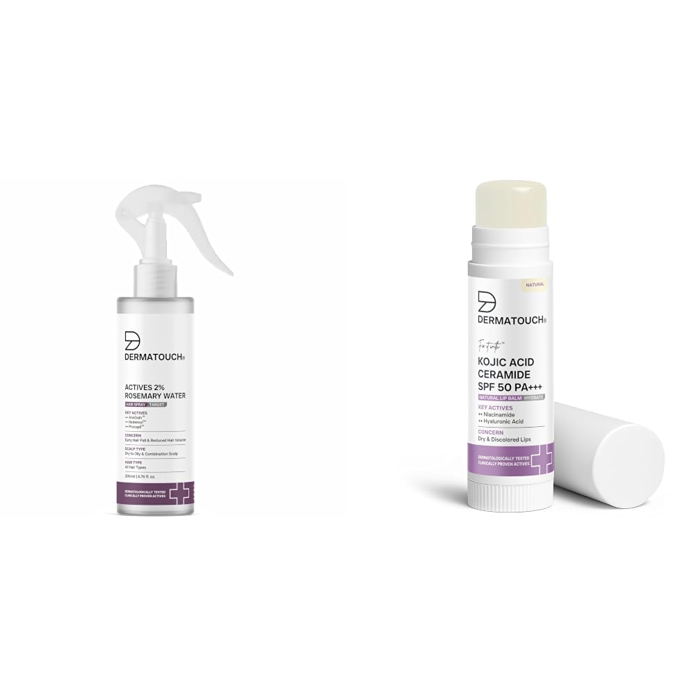 DERMATOUCH Rosemary hair Spary For Hair Growth 200ml & Kojic Acid Ceramide SPF 50 PA+++ Natural Lip Balm - 5g-image-12