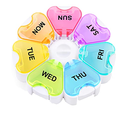 Large Weekly Pill Organizer, Gelibo Push Open Button Pill Box 7 Day, Easy to Open Pill Case, Daily Medicine Organizer, Travel Pill Container, Vitamin Holder for Medication, Supplements, Fish Oils
