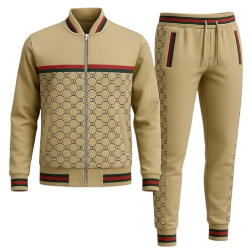 Men’s Designer Printed Tech Fleece Full Matching Jogging Suit Top & Bottom set