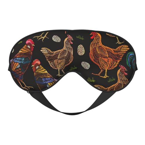 チキンプリントスリープマスク、睡眠用アイマスク、完全に調節可能なストラップアイカバー レディース/メンズ
