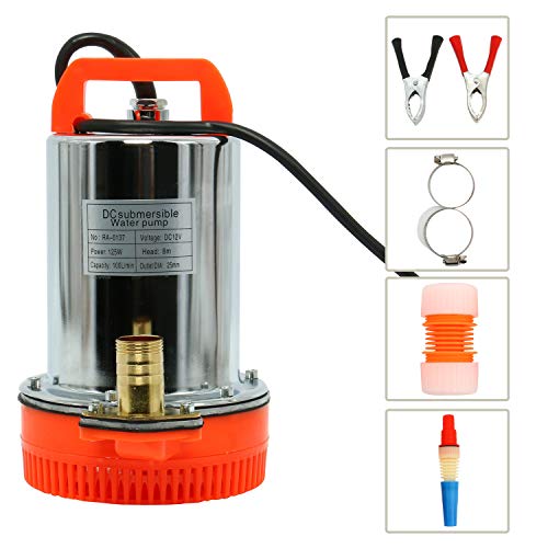 YaeGarden DC 12V Submersible Water Pump Stainless Water Pump 125W Farm & Ranch Solar Water Pump