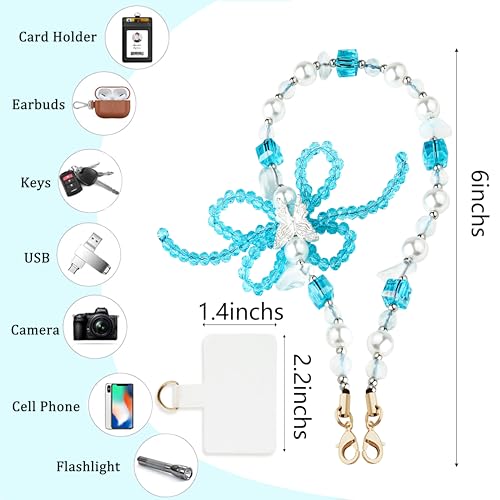 Image of Marble Beaded Phone Wrist Strap for Women, Detachable Design