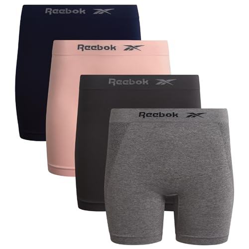 Reebok Womens Boyshorts - 4 Pack Seamless Underwear Panties, 6" Inseam