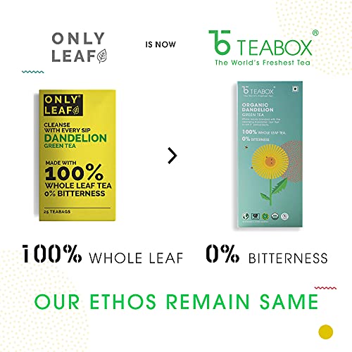Image of Teabox Premium Green Tea With Dandelion Roots | Whole Leaf & 0% Bitterness | Green Tea From The Himalayas | 25 Tea Bags (Low Caffeine) (Pack of 3)