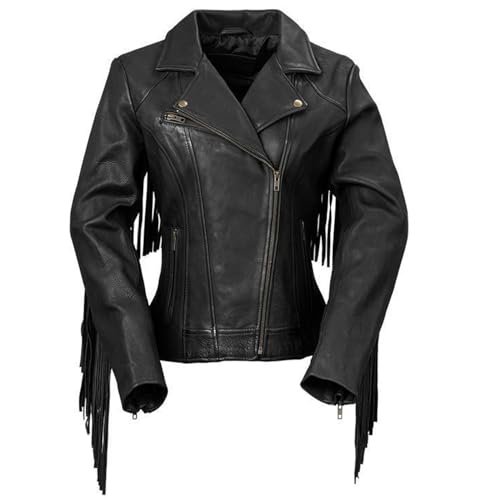 Women's Genuine Leather Fringe Motorcycle Jacket | Native American Western Biker Leather Jacket